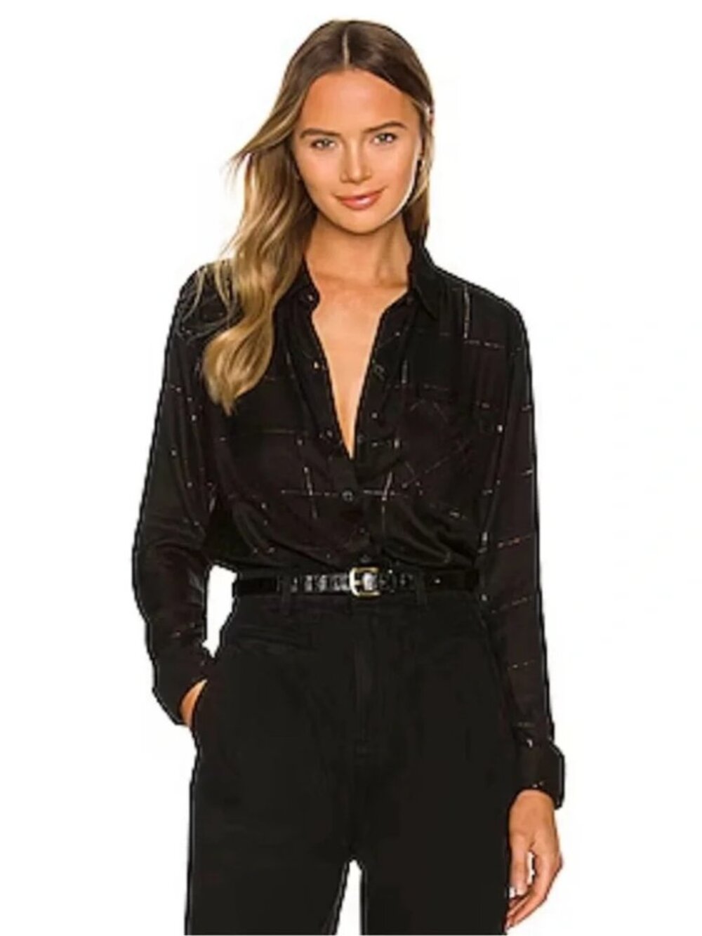 Rails Hunter Ebony Tinsel Button-Down Shirt Size M